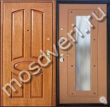 Входная дверь в деревянный дом с зеркалом TD-47 - купить от производителя Мосдвери Входная дверь в деревянный дом с зеркалом TD-47